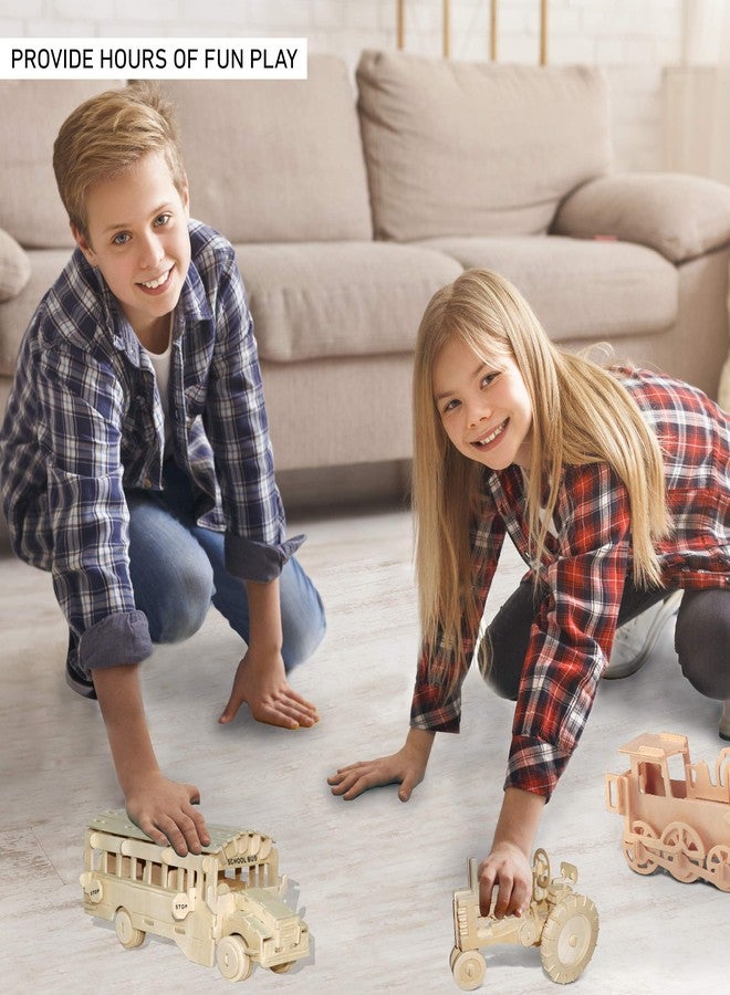 Puzzled 3D Puzzle School Bus Wood Craft Construction Model Kit, Fun, Unique & Educational DIY Wooden Toy Assemble Model Unfinished Crafting Hobby Puzzle to Build & Paint for Decoration 112 Pieces Pack - Image 4